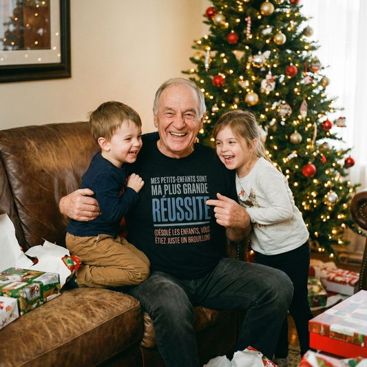 T-Shirt Papy – "Mes petits-enfants sont ma réussite (Désolé les enfants...)" – Cadeau Humour