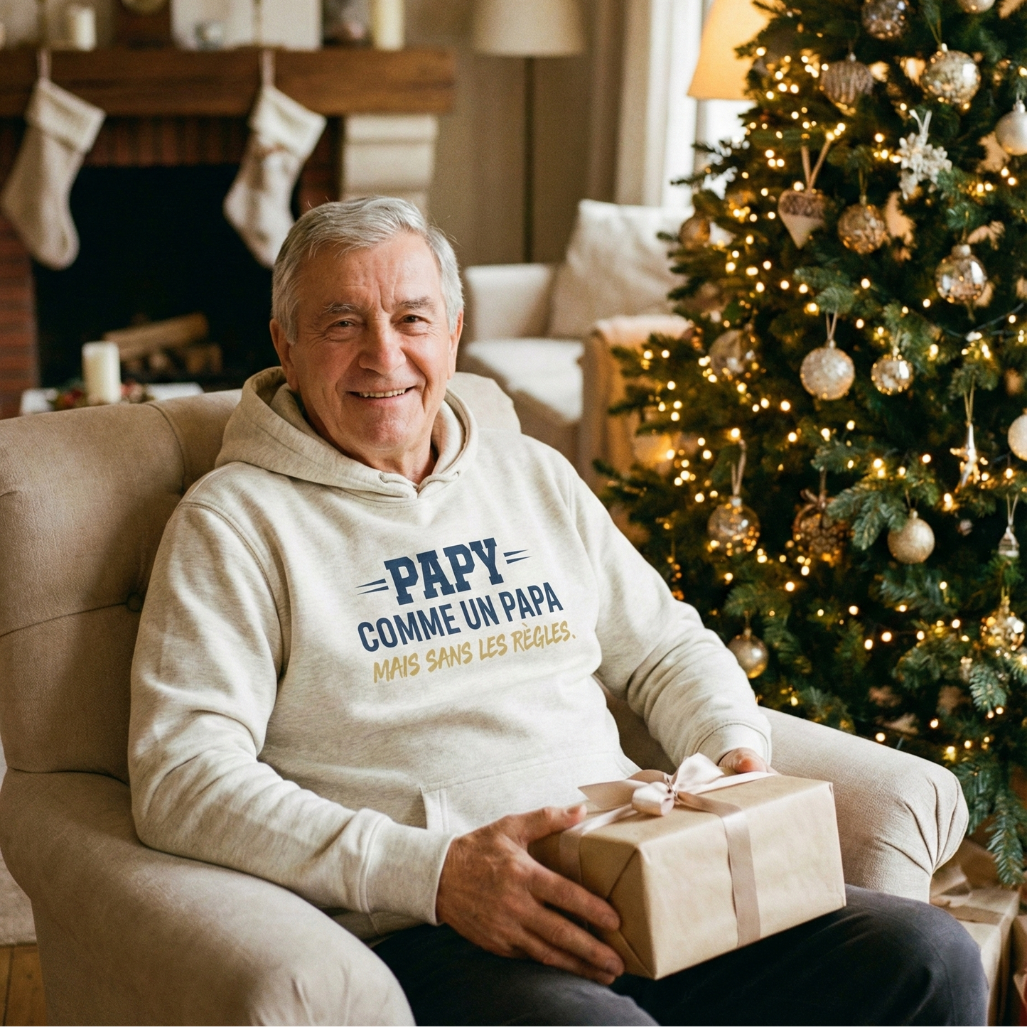Sweat à Capuche Papy – "Comme un Papa sans les règles" – Idée Cadeau Noël Grand-Père
